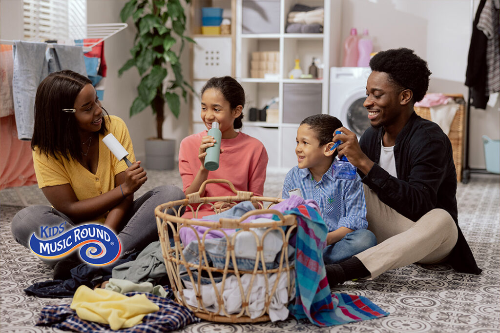 new year’s resolution activities for kids family singing while doing laundry