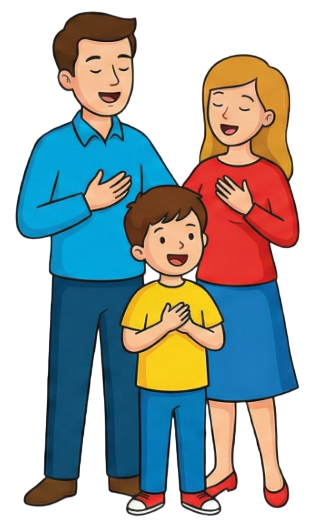 Parents and child singing